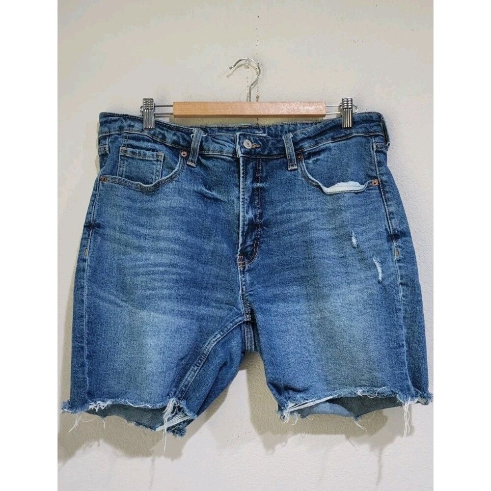 Old Navy Women's Jeans Straight Mid-Rise Secret-Slim Pockets Raw Hem Blue Size 6